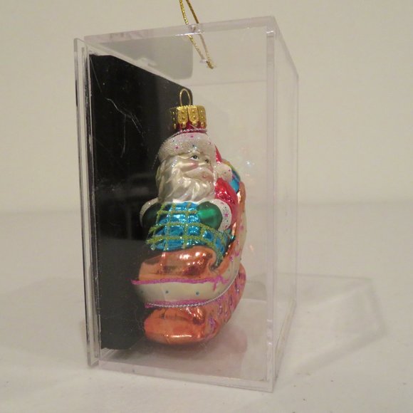 Christmas Glass Ornament Santa Handcrafted by Unique Treasure Gift Box Keepsake - Picture 5 of 6